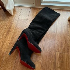 Christian Louboutin Black Suede Heeled Boots